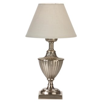 Lampa stołowa klasyczna metalowa Pollino srebrna